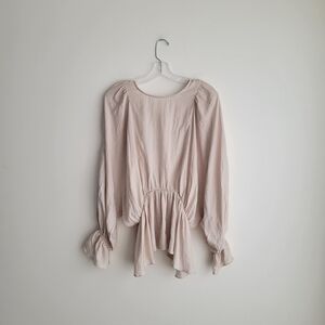 MUSTARD SEED Light Tan Open Tie-Back Dolman Sleeve Peasant Blouse